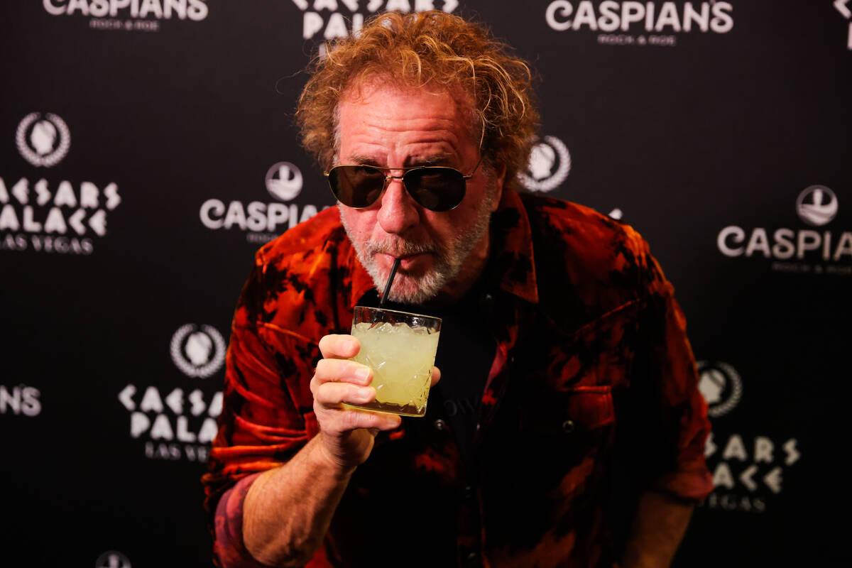 Sammy Hagar poses during the grand opening of Caspian's at Caesars Palace on Friday, Jan. 10, 2 ...
