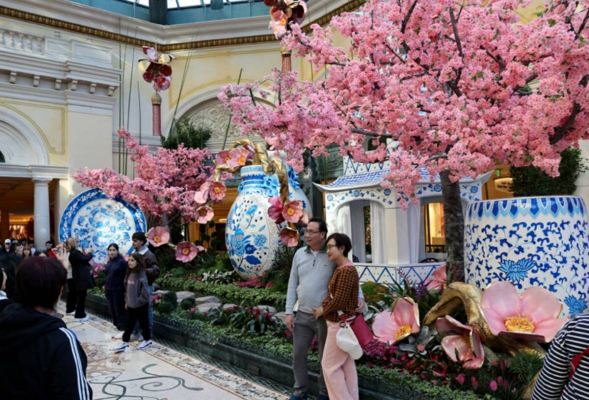 Guests take in the Year of the Snake celebrating Lunar New Year at Bellagio Conservatory & Bota ...