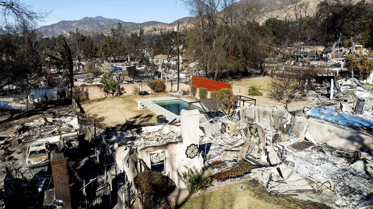 Residences destroyed by the Eaton Fire line a neighborhood in Altadena, Calif., on Tuesday, Jan ...