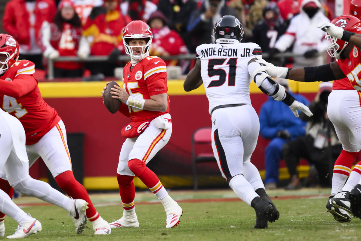 Houston Texans defensive end Will Anderson Jr. (51) rushes against Kansas City Chiefs quarterba ...