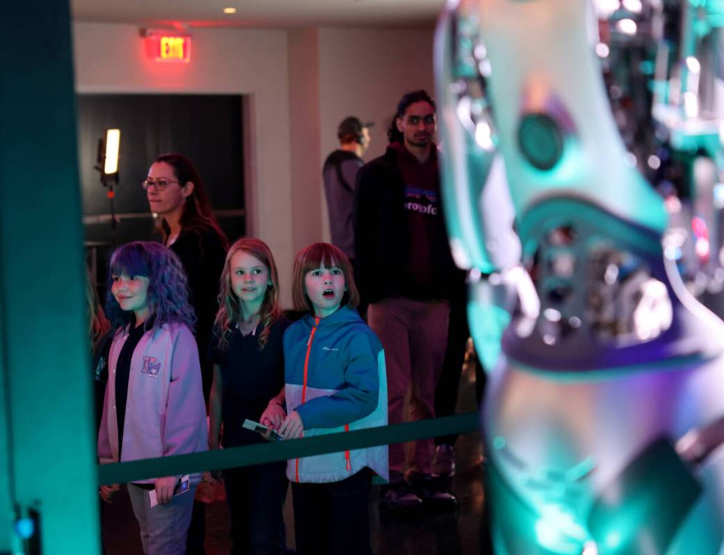 McCaw Elementary School students check out a robot at the Sphere on their way to seeing "Postca ...