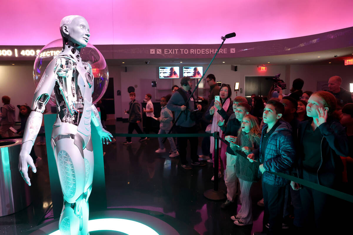 McCaw Elementary School students check out a robot at the Sphere on their way to seeing "Postca ...