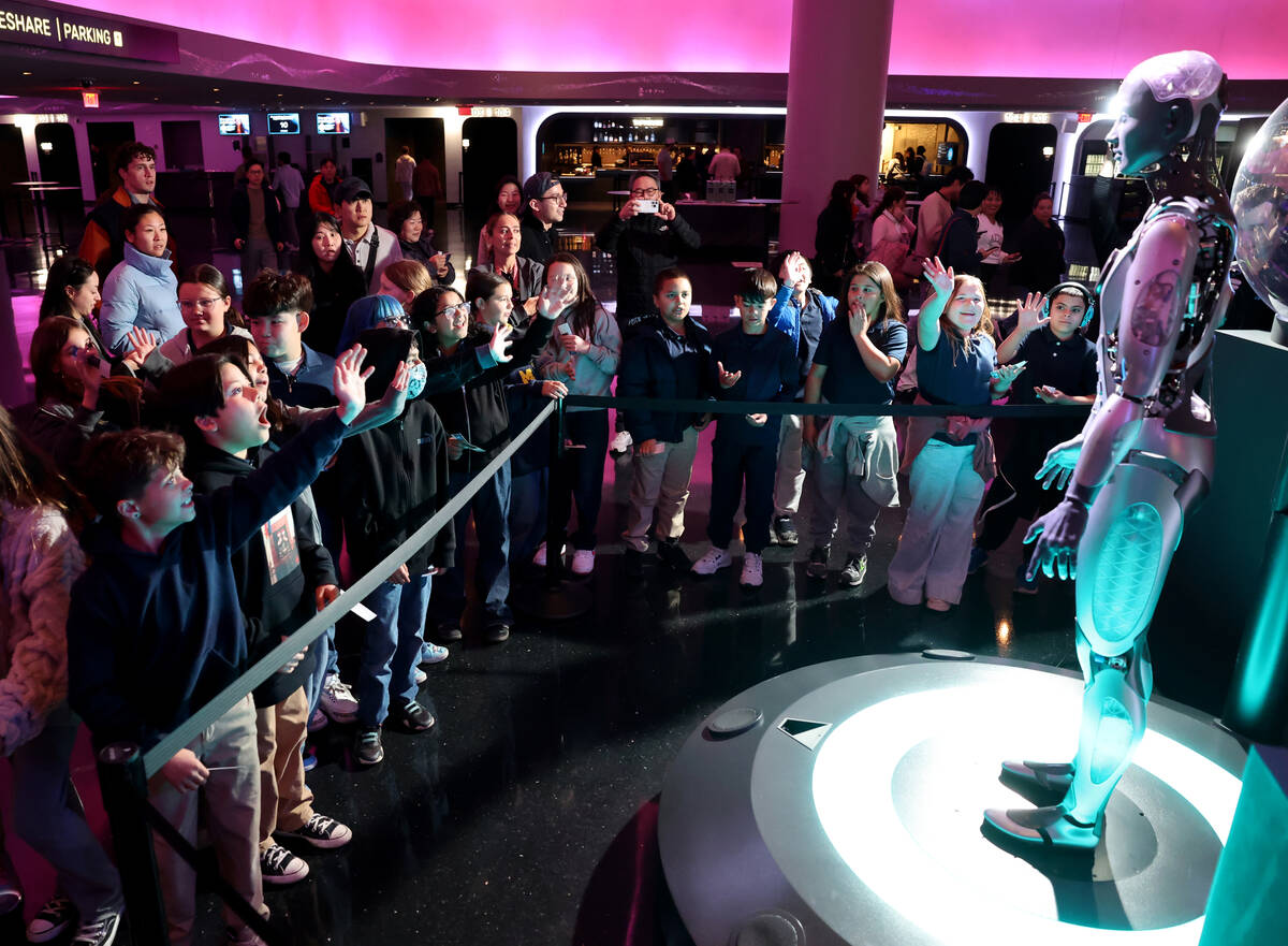 McCaw Elementary School students check out a robot at the Sphere on their way to seeing "Postca ...