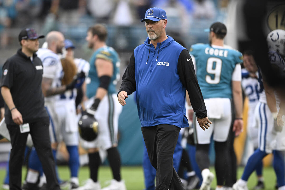 Indianapolis Colts defensive coordinator Gus Bradley leaves the field after a loss against the ...