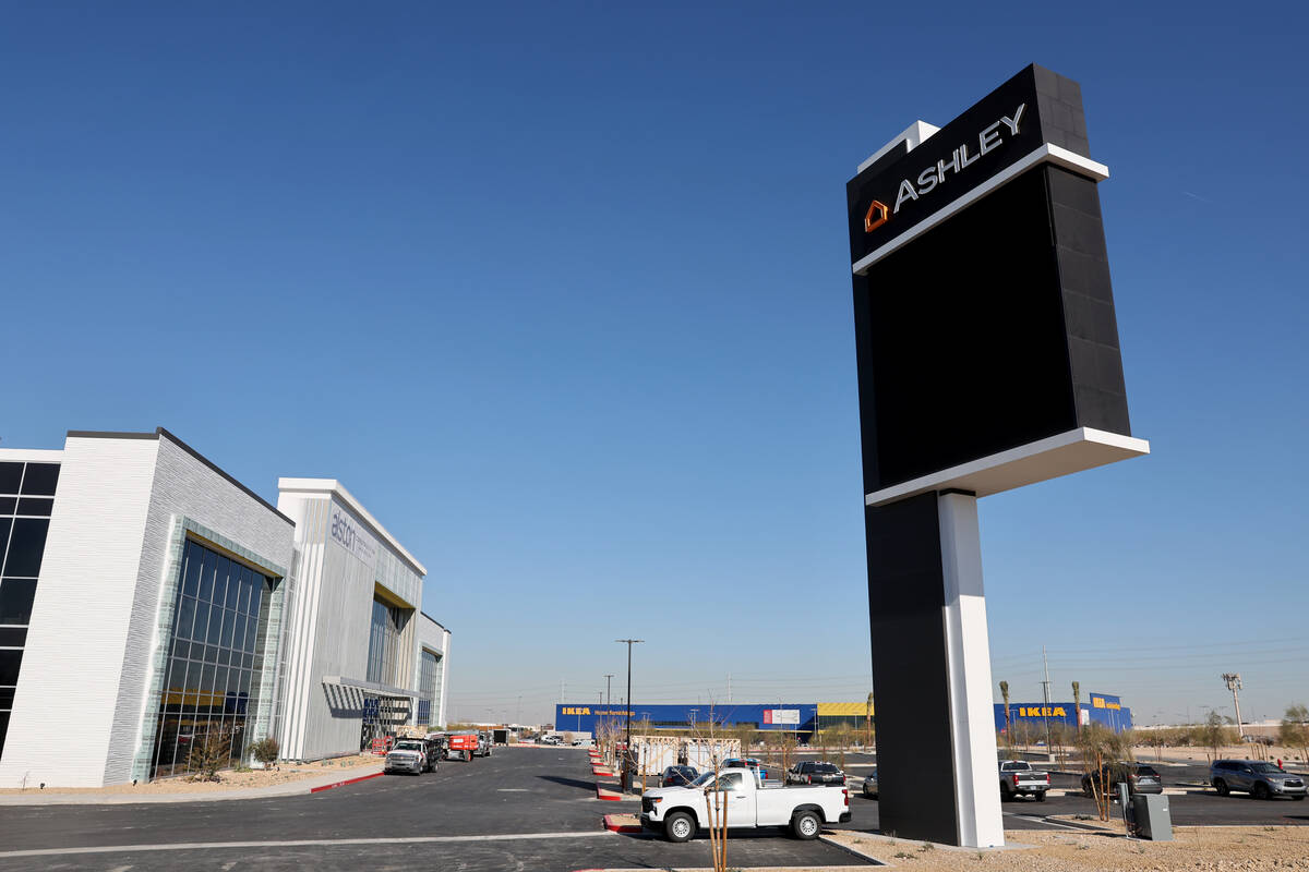 An Ashley Furniture is shown under construction next to an Ikea store in Las Vegas on Thursday, ...