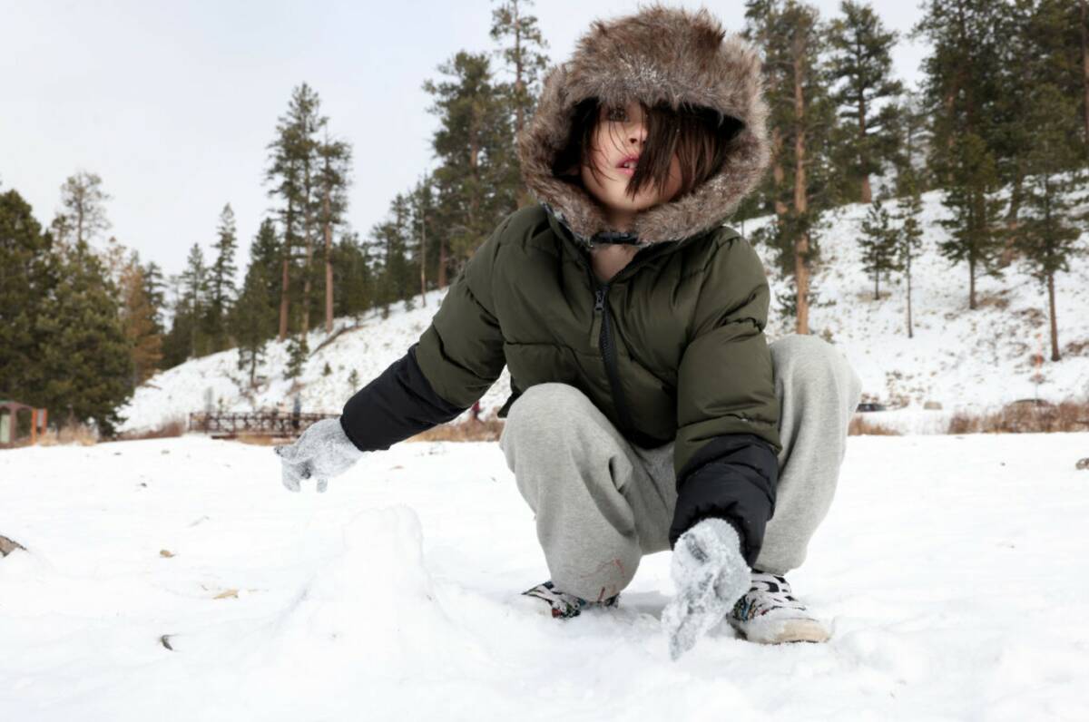 Jett Elen, 6, plays in the snow in Upper Lee Meadows on Mount Charleston northwest of Las Vegas ...