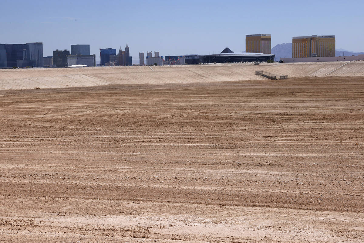 The Tropicana detention basin, a piece of flood control infrastructure, near Russell Road and D ...