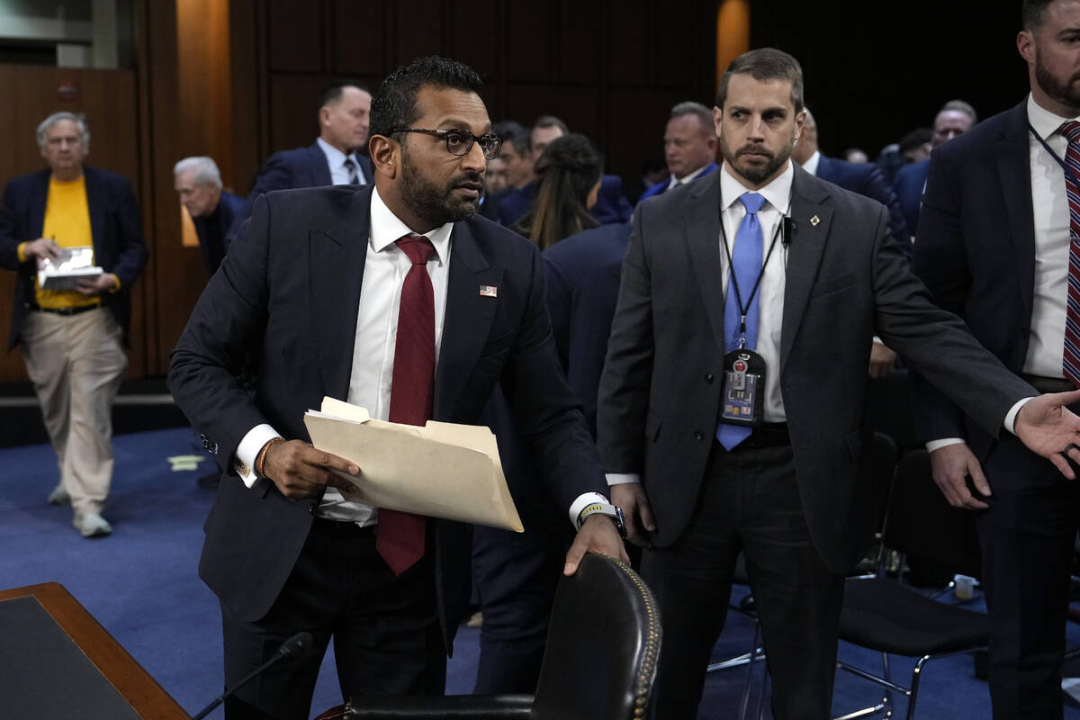Kash Patel, President Donald Trump's choice to be director of the FBI, departs for a lunch brea ...