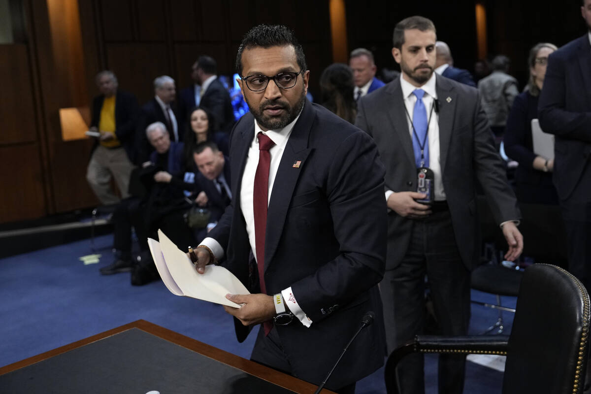 Kash Patel, President Donald Trump's choice to be director of the FBI, departs for a lunch brea ...