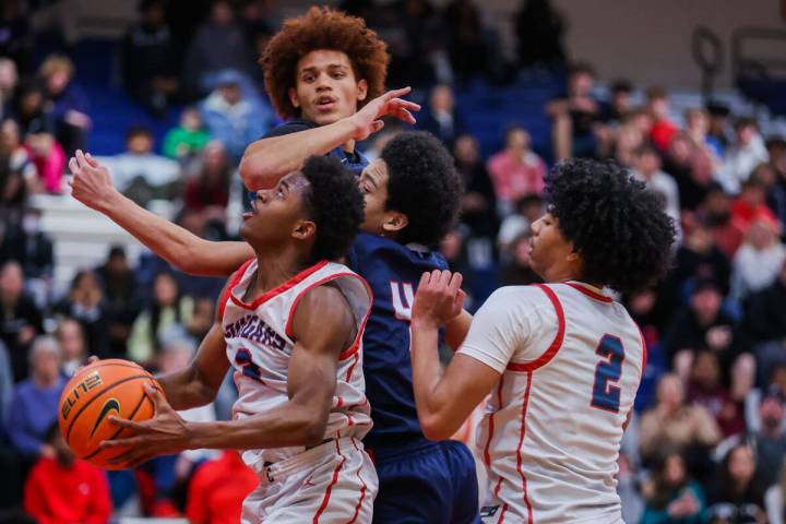 Coronado’s Jalen St. Clair (3) readies himself for a basket during a boys basketball gam ...