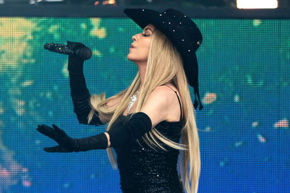 Shania Twain performs during the Glastonbury Festival in Worthy Farm, Somerset, England, Sunday ...