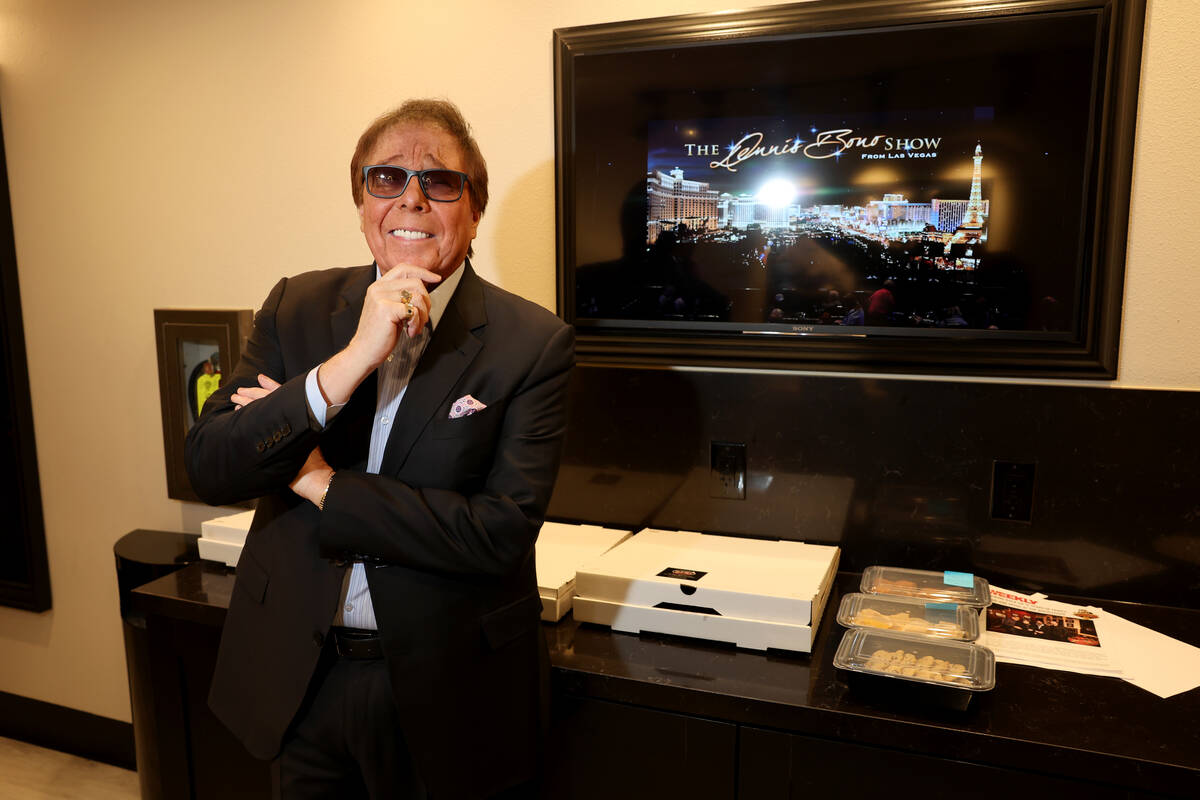 Dennis Bono poses in his dressing room before a taping of "The Dennis Bono Show" at South Point ...
