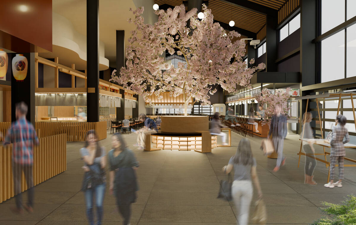 A rendering of the interior of Stix Asia, the Asian food hall from Honolulu that is opening an ...