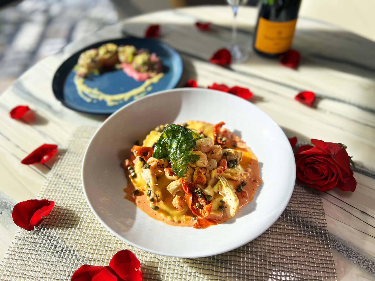 Seafood ravioli to celebrate Valentine's Day 2025 from Top of the World restaurant at The Strat ...