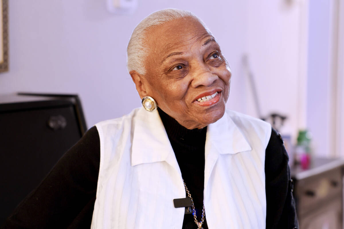 Lorell Guydon talks to a reporter at her Las Vegas home Tuesday, Jan. 28, 2025. Guydon, whose g ...