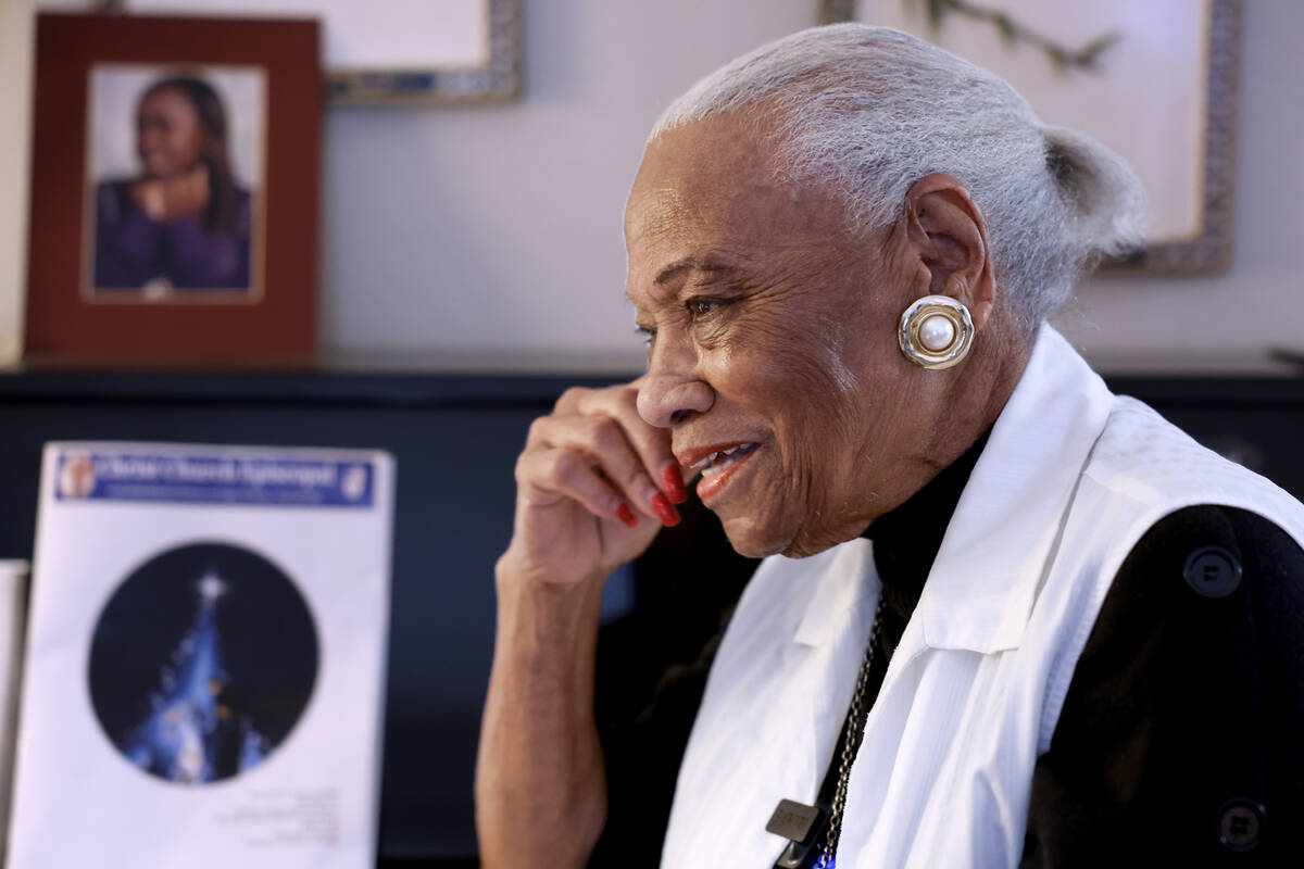Lorell Guydon talks to a reporter at her Las Vegas home Tuesday, Jan. 28, 2025. Guydon, whose g ...