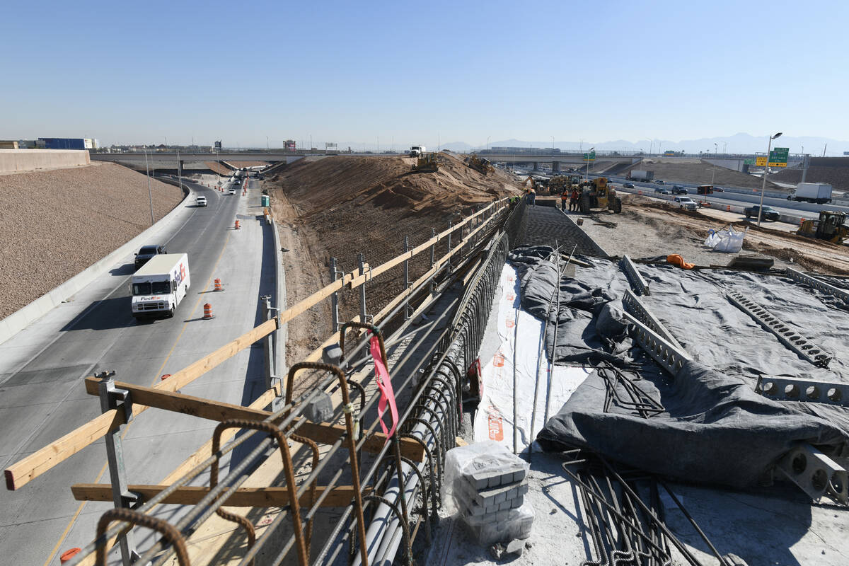 Work continues on the Interstate 215 widening project between Las Vegas and Jones Boulevards T ...