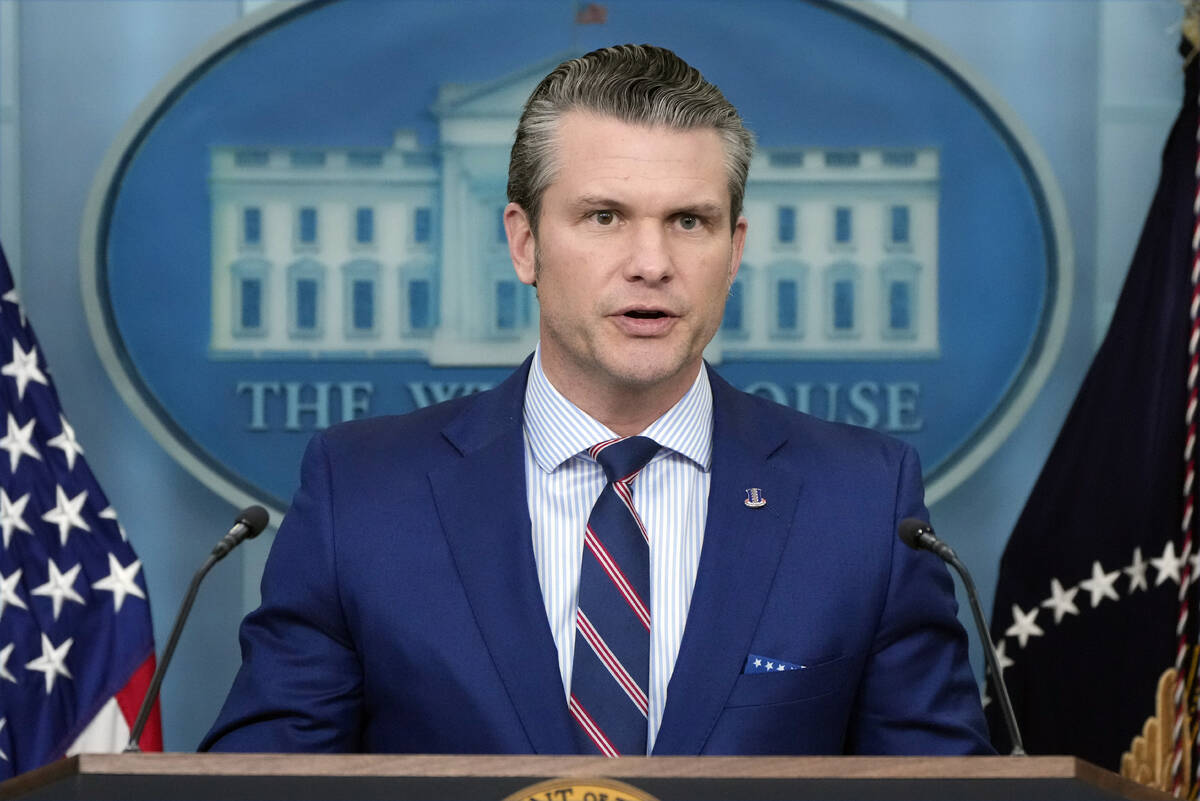 Defense Secretary Pete Hegseth speaks in the James Brady Press Briefing Room at the White House ...