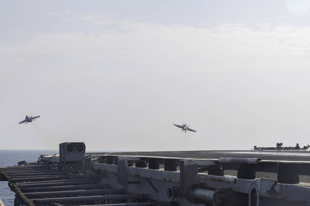 This photo provided by U.S. Africa Command, the U.S. military conducts coordinated airstrikes a ...