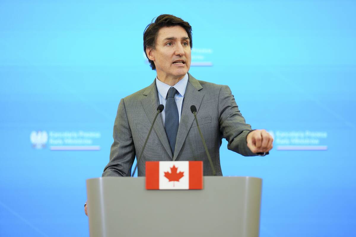 Prime Minister Justin Trudeau takes part in a joint press conference with Polish Prime Minister ...