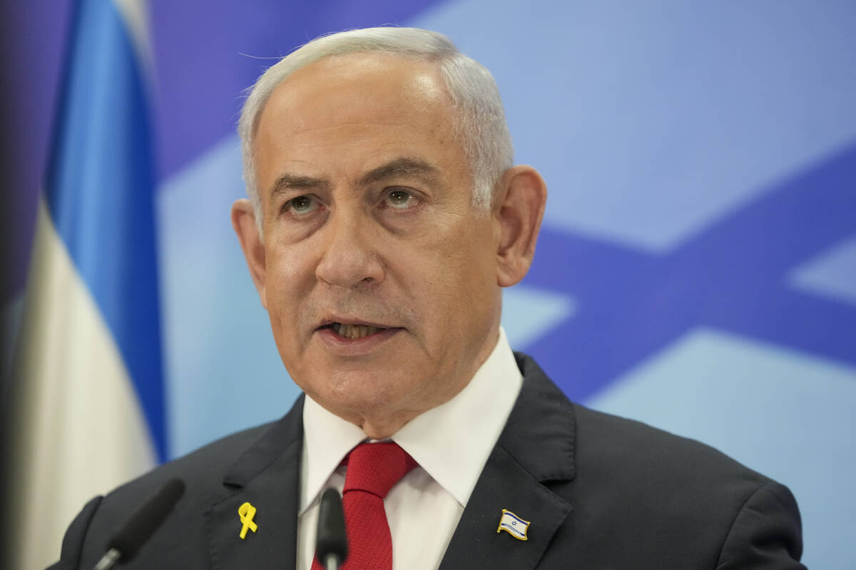 FILE - Israeli Prime Minister Benjamin Netanyahu speaks during a press conference in Jerusalem, ...