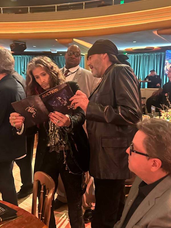 Steven Tyler and Danny Coker at Janie's Fund charity show on Sunday, Feb. 2, 2025. (John Katsil ...