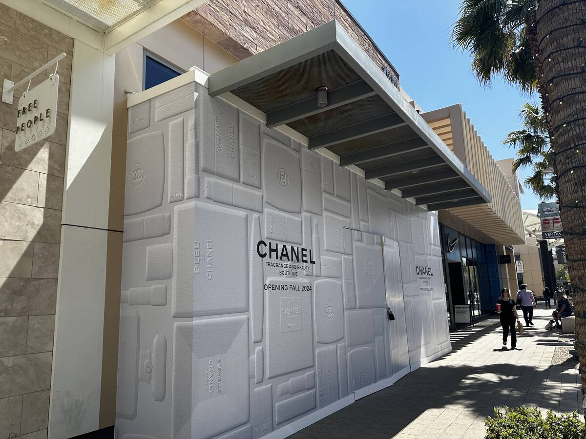 A sign shown Friday, April 12, 2024, indicating a new Chanel Fragrance and Beauty Boutique is s ...