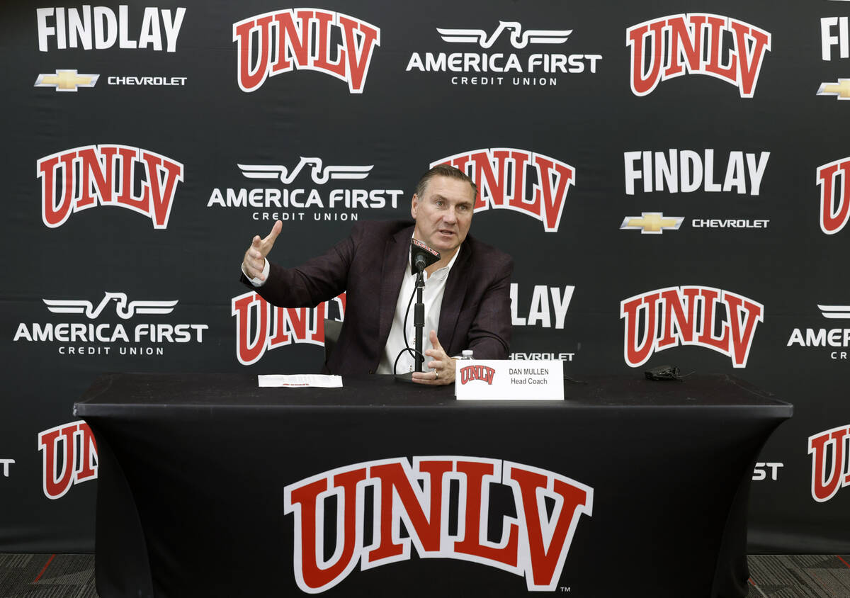 UNLV football coach Dan Mullen speaks during a press conference at Fertitta Football Complex, o ...