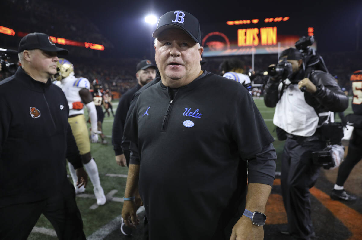 UCLA coach Chip Kelly walks off the field following the team's NCAA college football game again ...