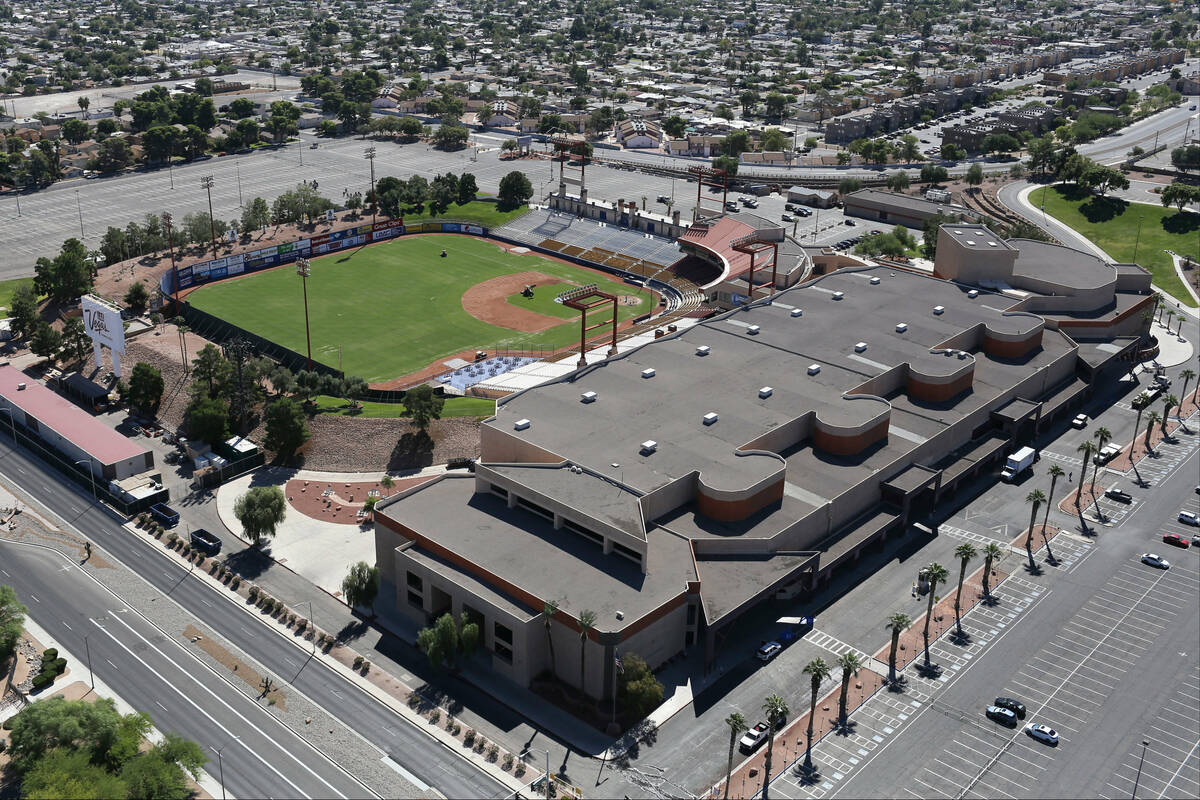 Cashman Center is shown in an aerial photo taken on Monday, Sept. 26, 2016, in Las Vegas. (Bret ...