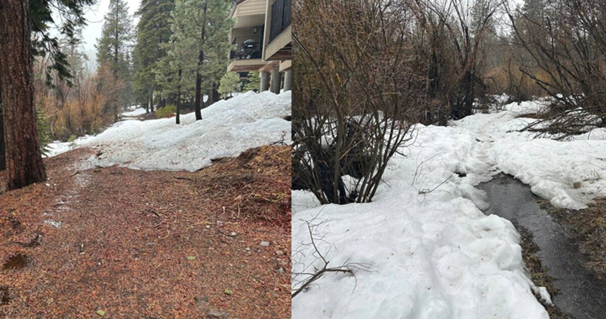 Bare ground and open running water in Carnelian Bay, Lake Tahoe, California, after nearly 48 ho ...