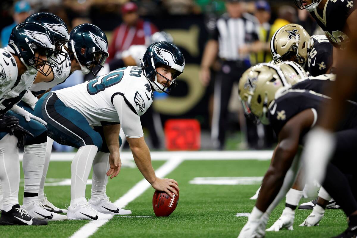 Philadelphia Eagles long snapper Rick Lovato (49) lines up during an NFL football game against ...