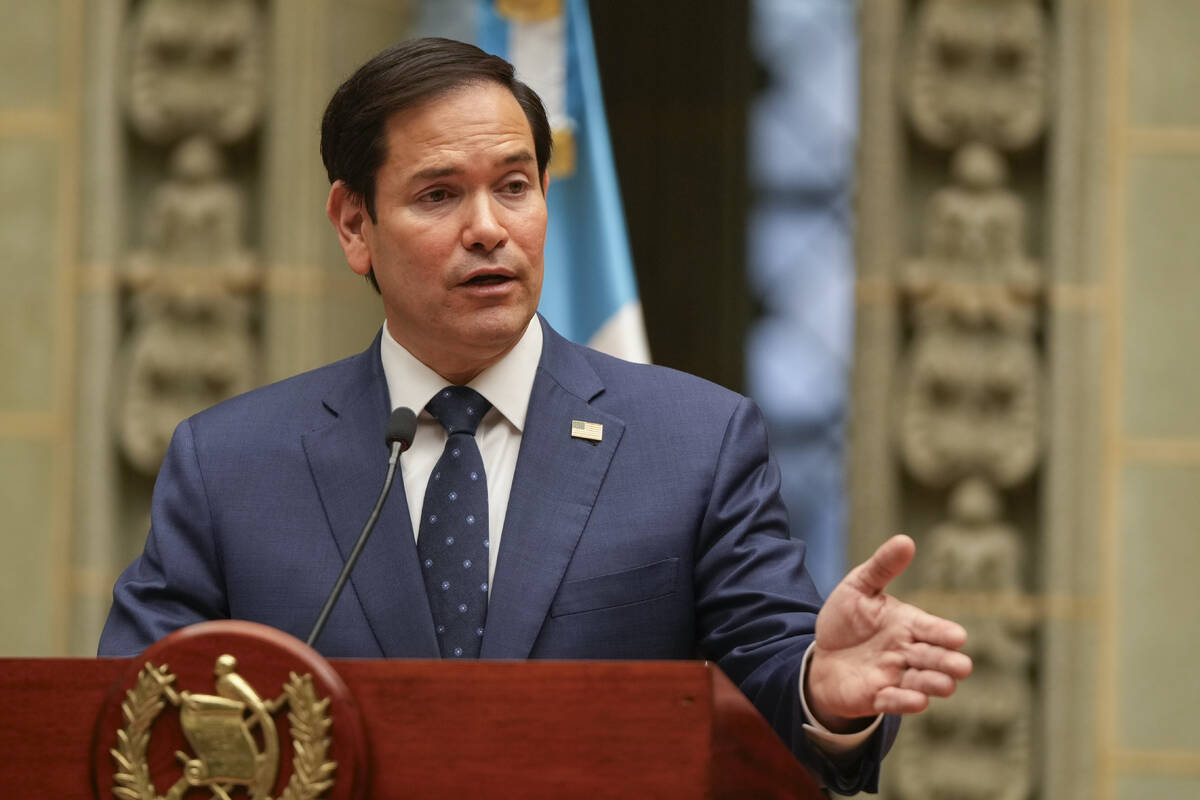 U.S. Secretary of State Marco Rubio gives a joint news conference with Guatemalan President Ber ...