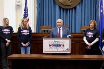Lt. Gov. Stavros Anthony speaks during a rally in celebration of National Girls and Women in Sp ...