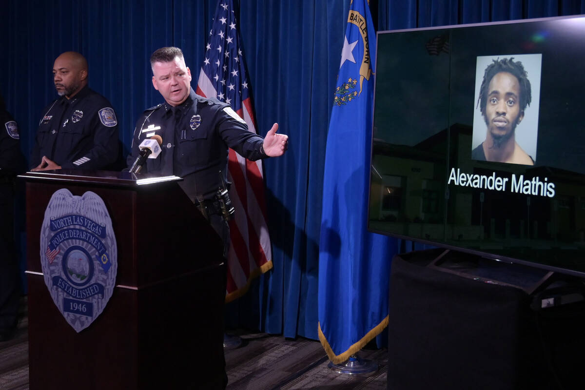 North Las Vegas Assistant Chief of Police Adam Hyde speaks during a press conference Wednesday, ...