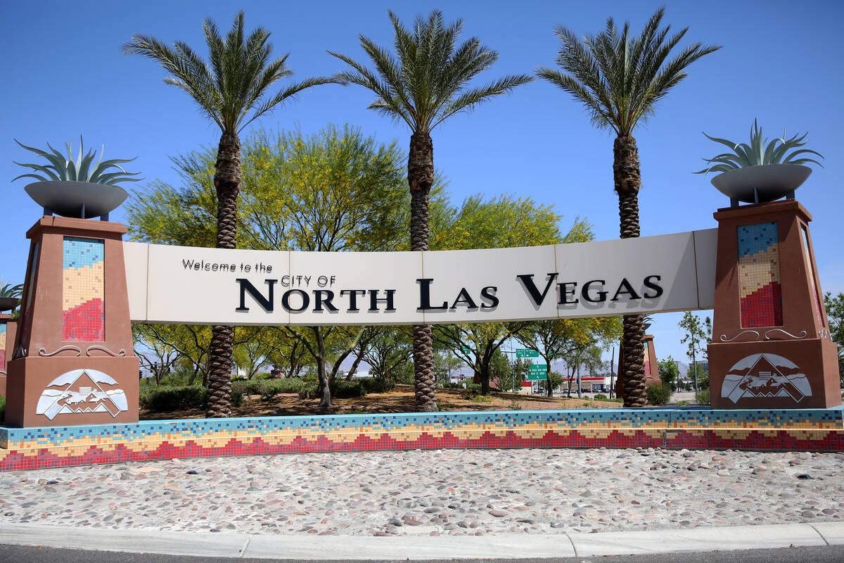 Welcome to the City of North Las Vegas sign photographed on Wednesday, April 25, 2018, in Las V ...
