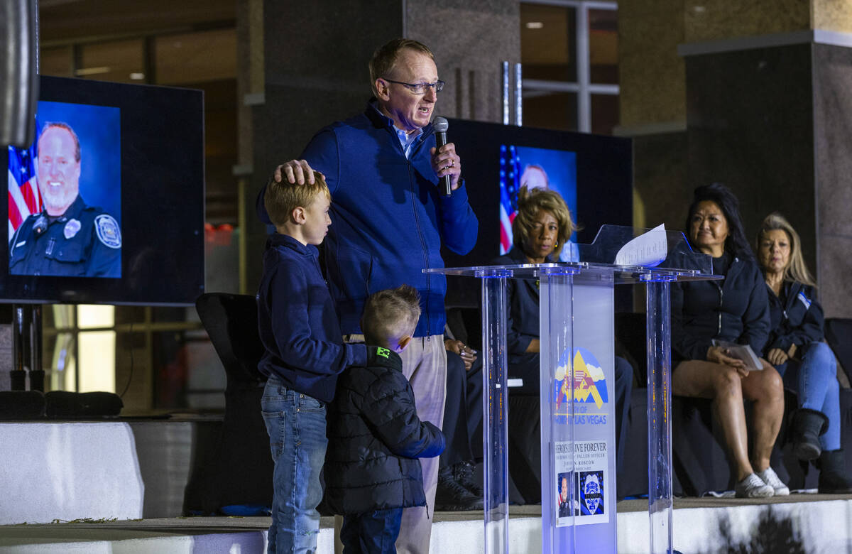 Michael Roscow talks about his brother Officer Jason Roscow as the North Las Vegas Police Depar ...