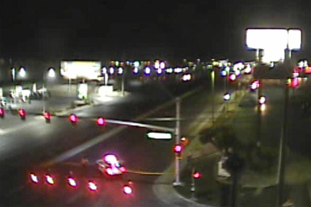 The intersection of Decatur Boulevard and Bell Drive is closed after a fatal crash on Thursday, ...