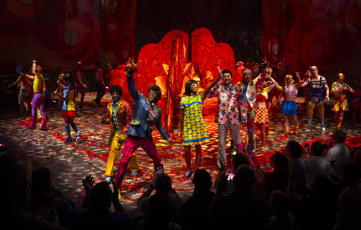 The cast of Cirque du Soleil’s The Beatles “LOVE” performs their second to last public pe ...