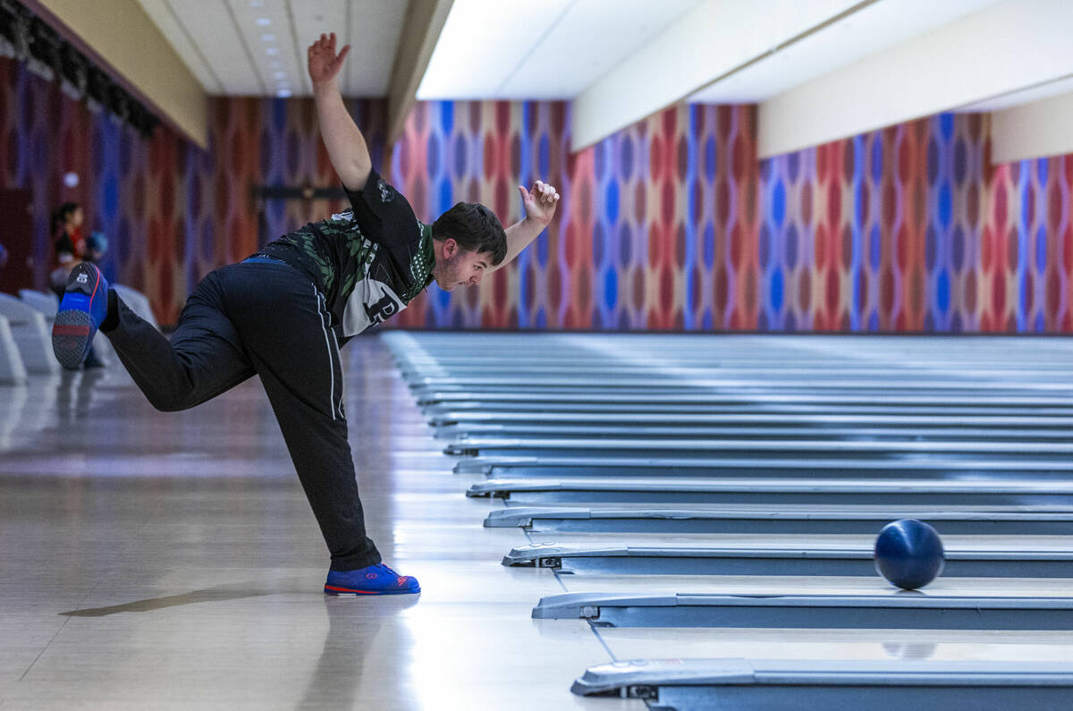 Palo Verde bowler Jack Grossman releases a throw as they take on Liberty for their 5A high scho ...