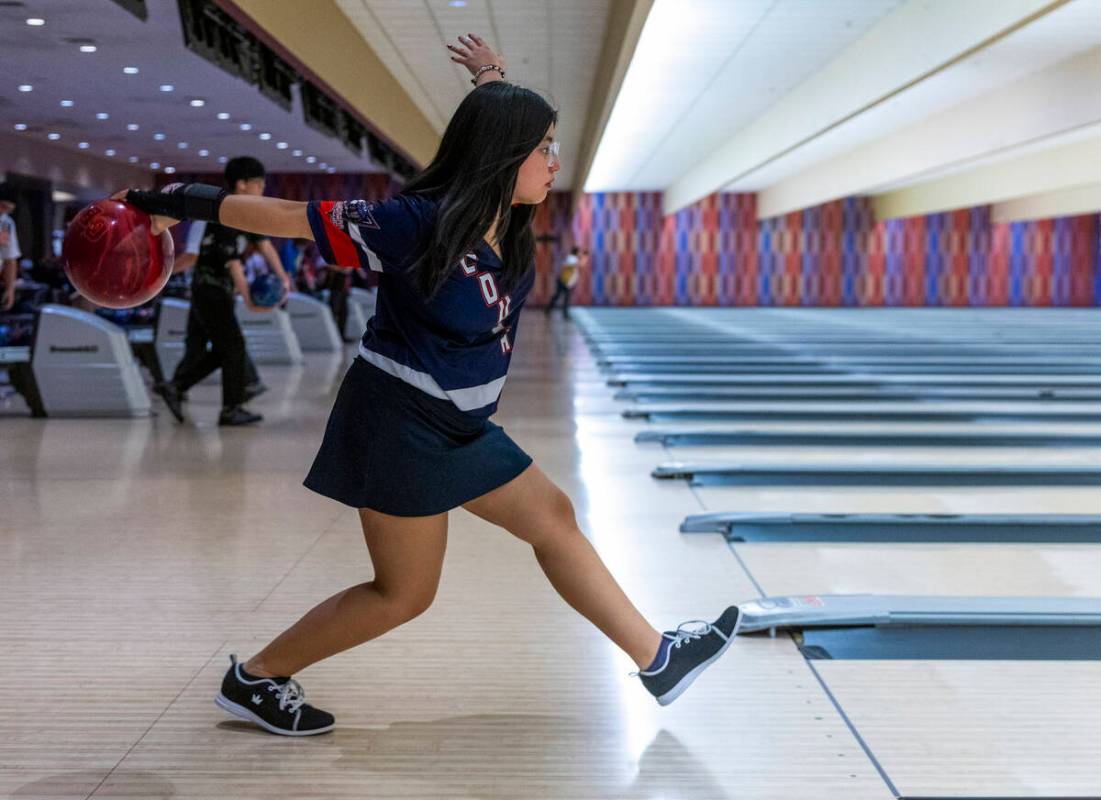 Coronado bowler Anastasia Dragulescu releases a throw as they take on Clark for their 5A high s ...