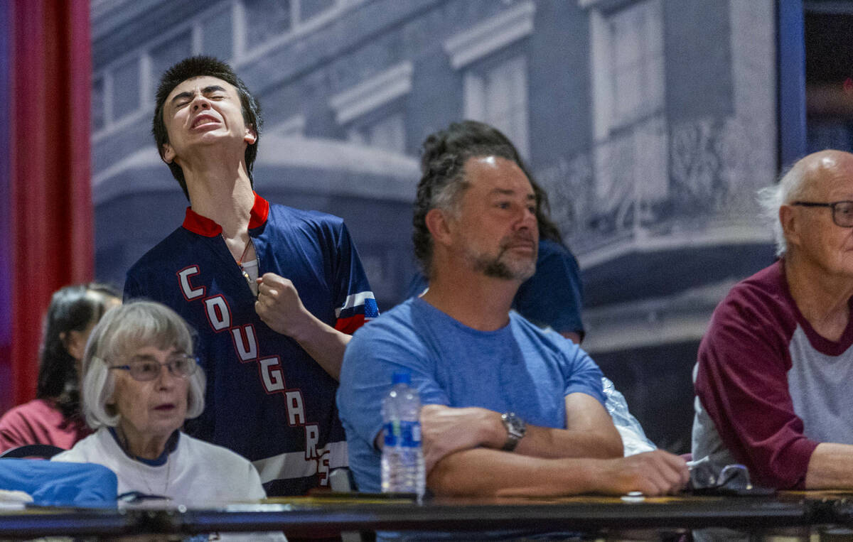 A Coronado fan reacts to a missed strike against Clark during their 5A high school girls bowlin ...