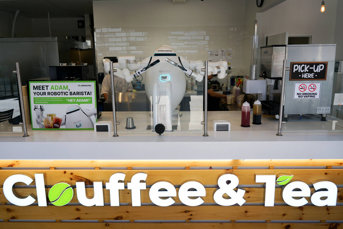 Adam, an AI-powered barista, works at Clouffee & Tea in Town Square Las Vegas. (Richtech Robotics)