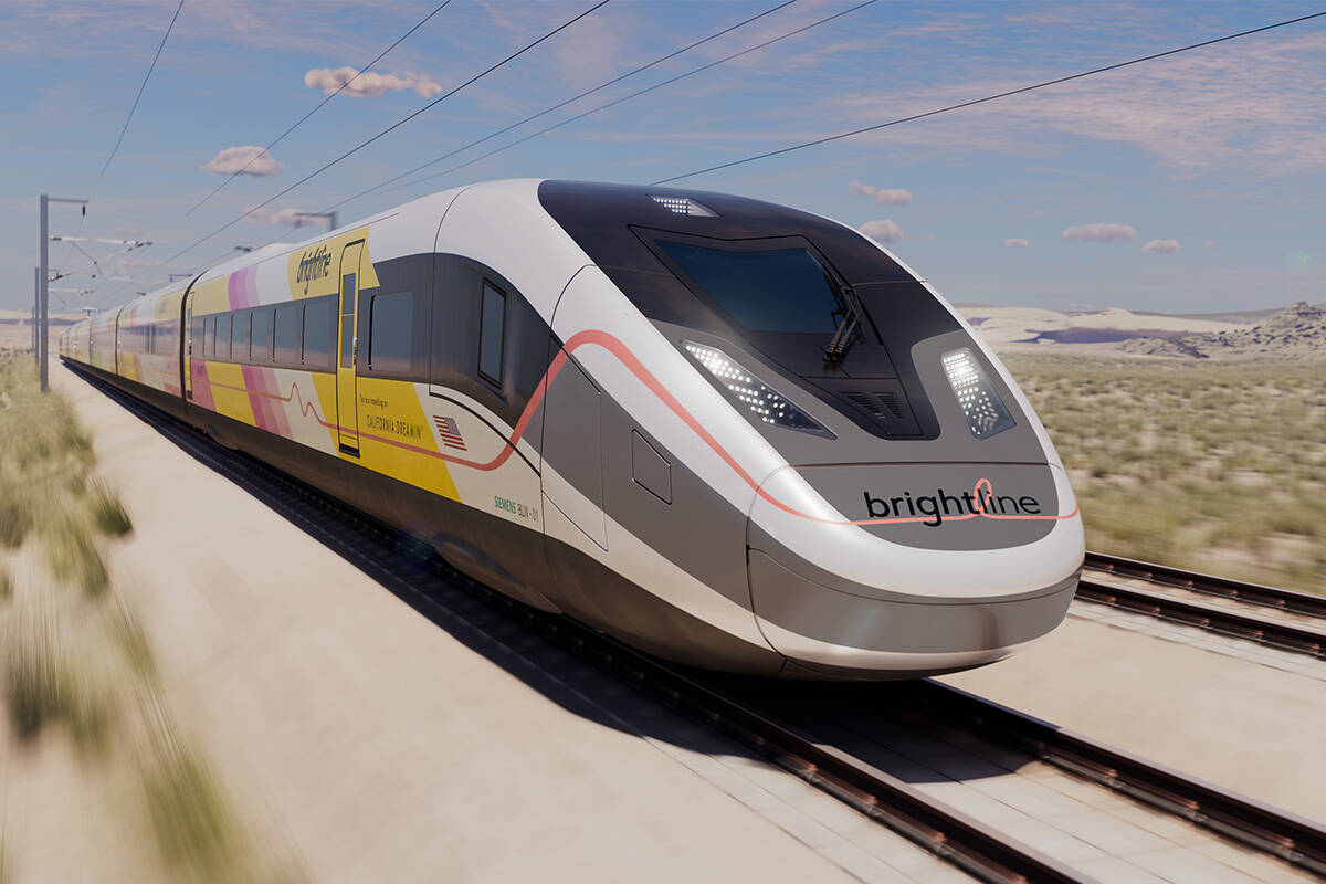 A rendering of a Siemens Mobility American Pioneer 220 train, which will be used on Brightline ...