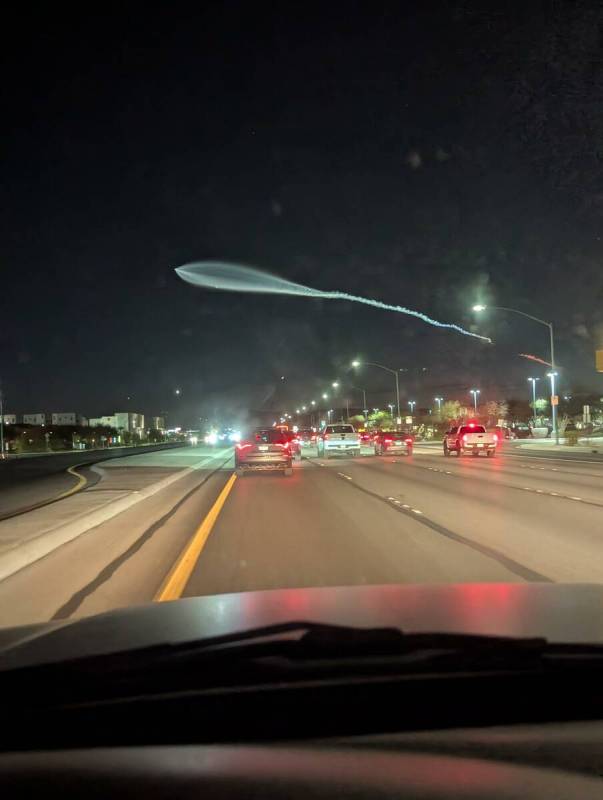 SpaceX's Falcon 9 rocket could be seen over the Las Vegas Valley on Monday, Feb. 10, 2025. (Bre ...