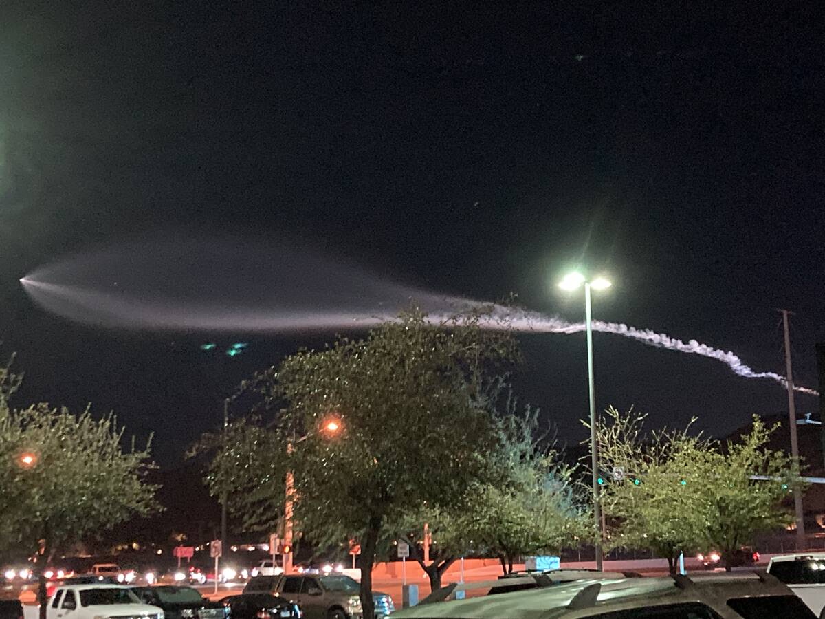 SpaceX's Falcon 9 rocket could be seen over Summerlin on Monday, Feb. 10, 2025. (Eli Segall/Las ...