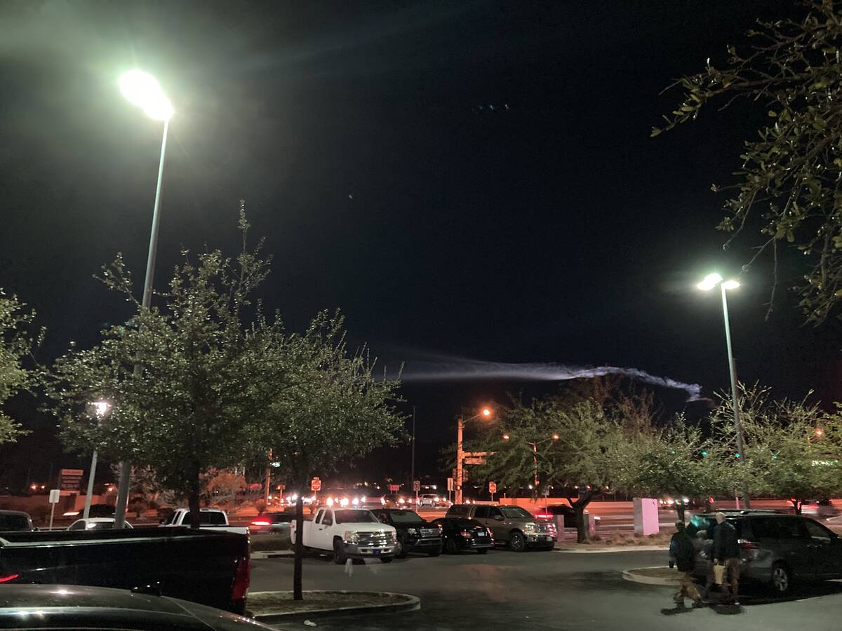 SpaceX's Falcon 9 rocket could be seen over Summerlin on Monday, Feb. 10, 2025. (Eli Segall/Las ...