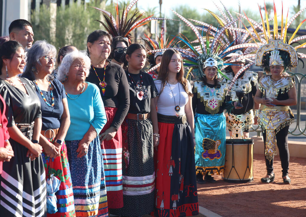 Indigenous people from varying tribes celebrate Indigenous Peoples’ Day at the "Wel ...