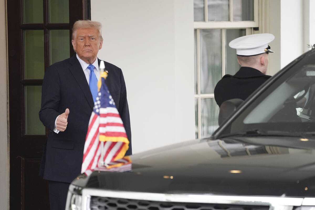 President Donald Trump gives a thumbs up as Jordan's King Abdullah II departs the White House a ...