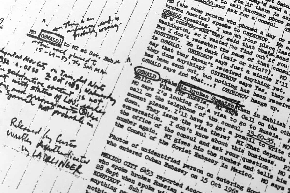Part of a file from the CIA, dated Feb. 3, 1968, titled "Mexico City Chronology" about Lee Harv ...